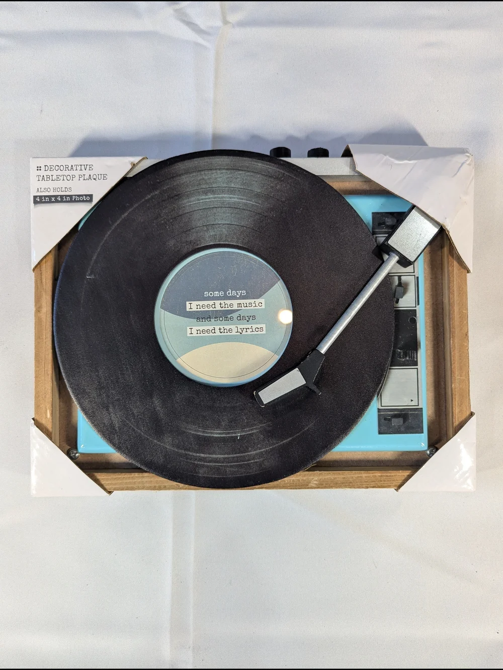 Decorative Vinyl Record Tabletop Photo Frame - Blue/Black
